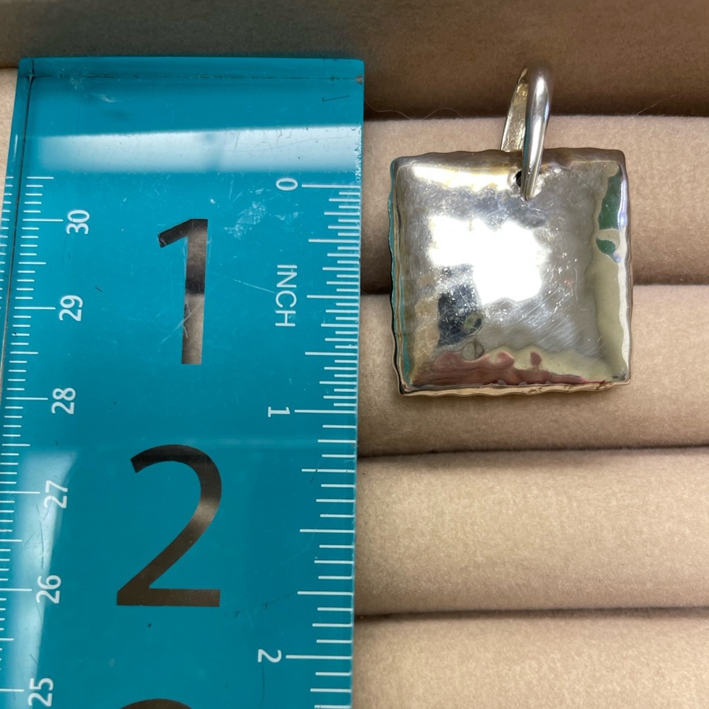 Silpada S1118 Hammered Square Pillow Dangle Charm Pendant